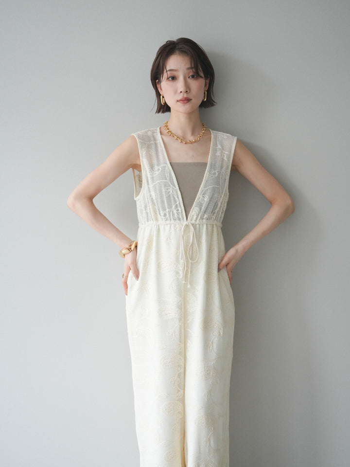 [SET]レース刺繍サロペット+選べるアクセセット(2set)