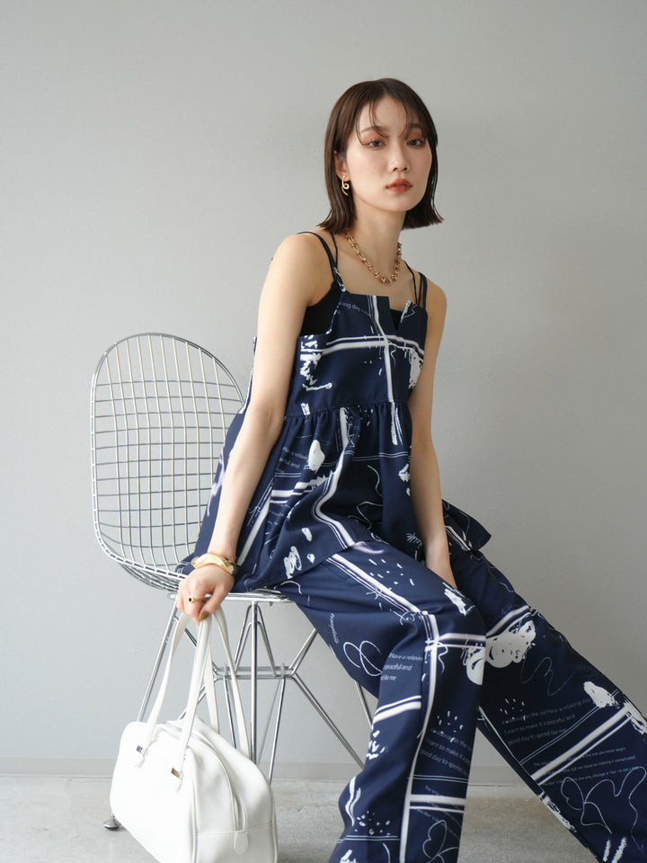 [予約]ペイント柄キャミソール/ネイビー