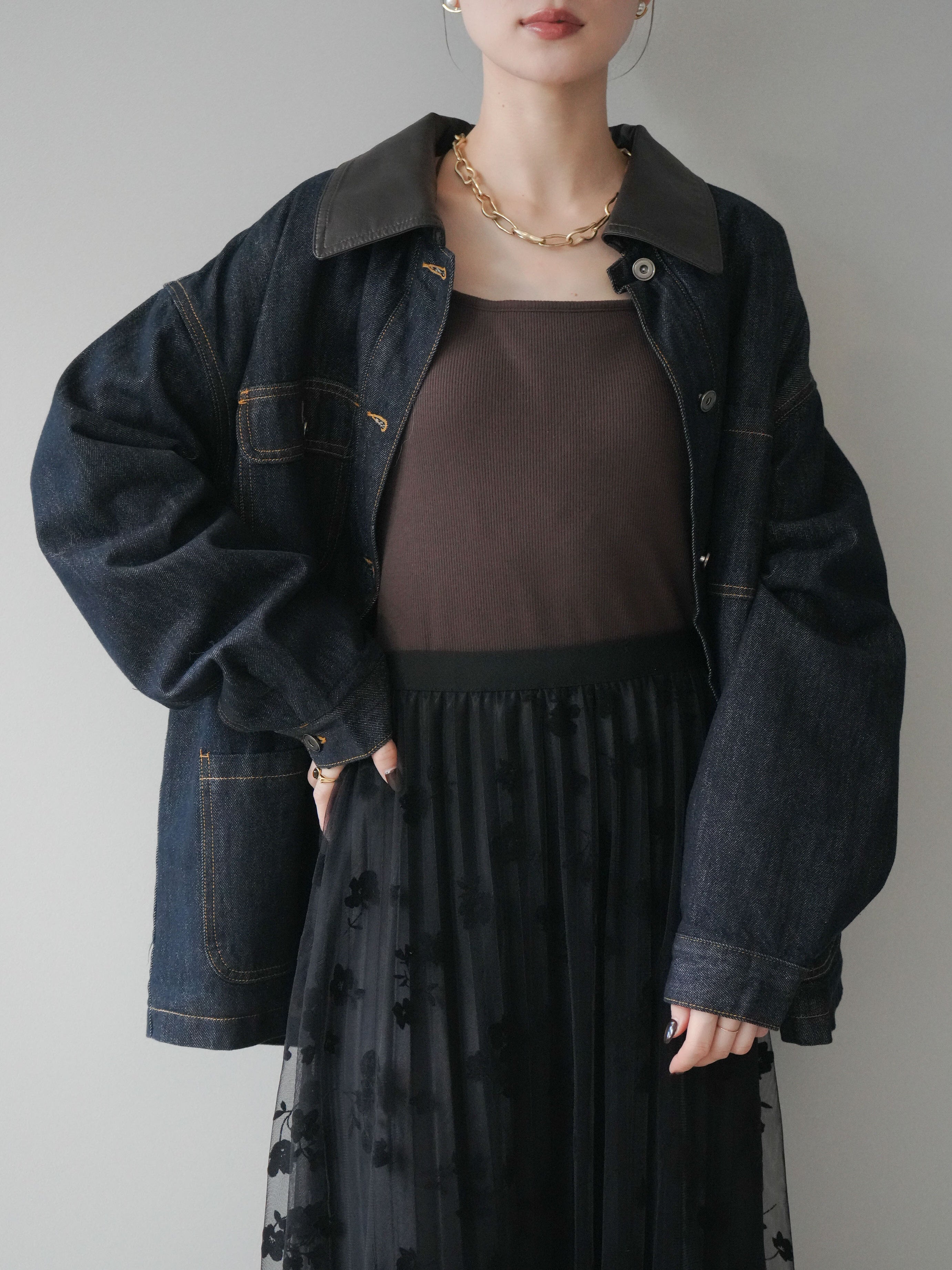 予約]裏地ファーデニムフライトジャケット/indigo – Lumier