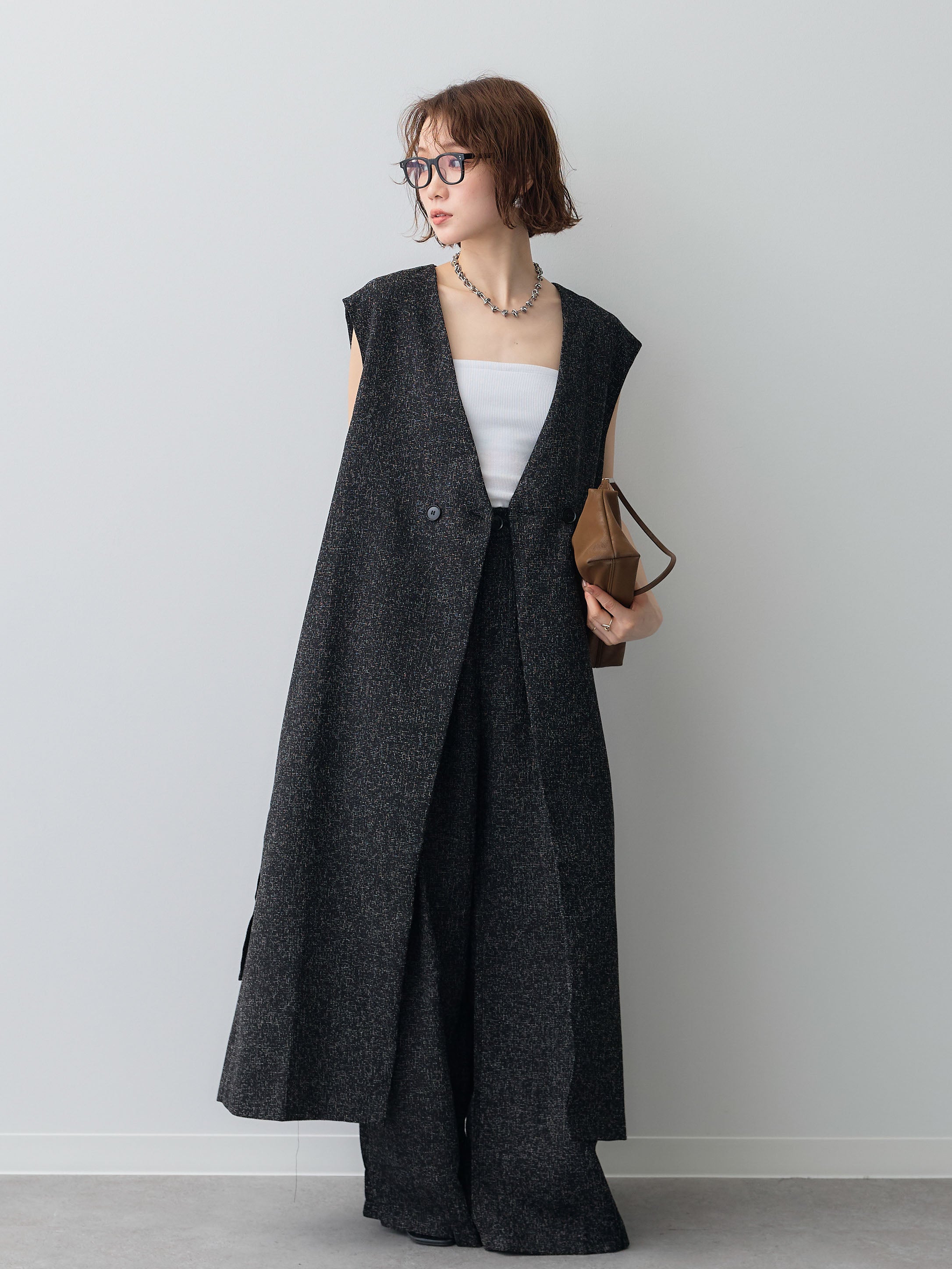 SET]ミックススラブロングジレ＆タックパンツSET UP(2SET) – Lumier