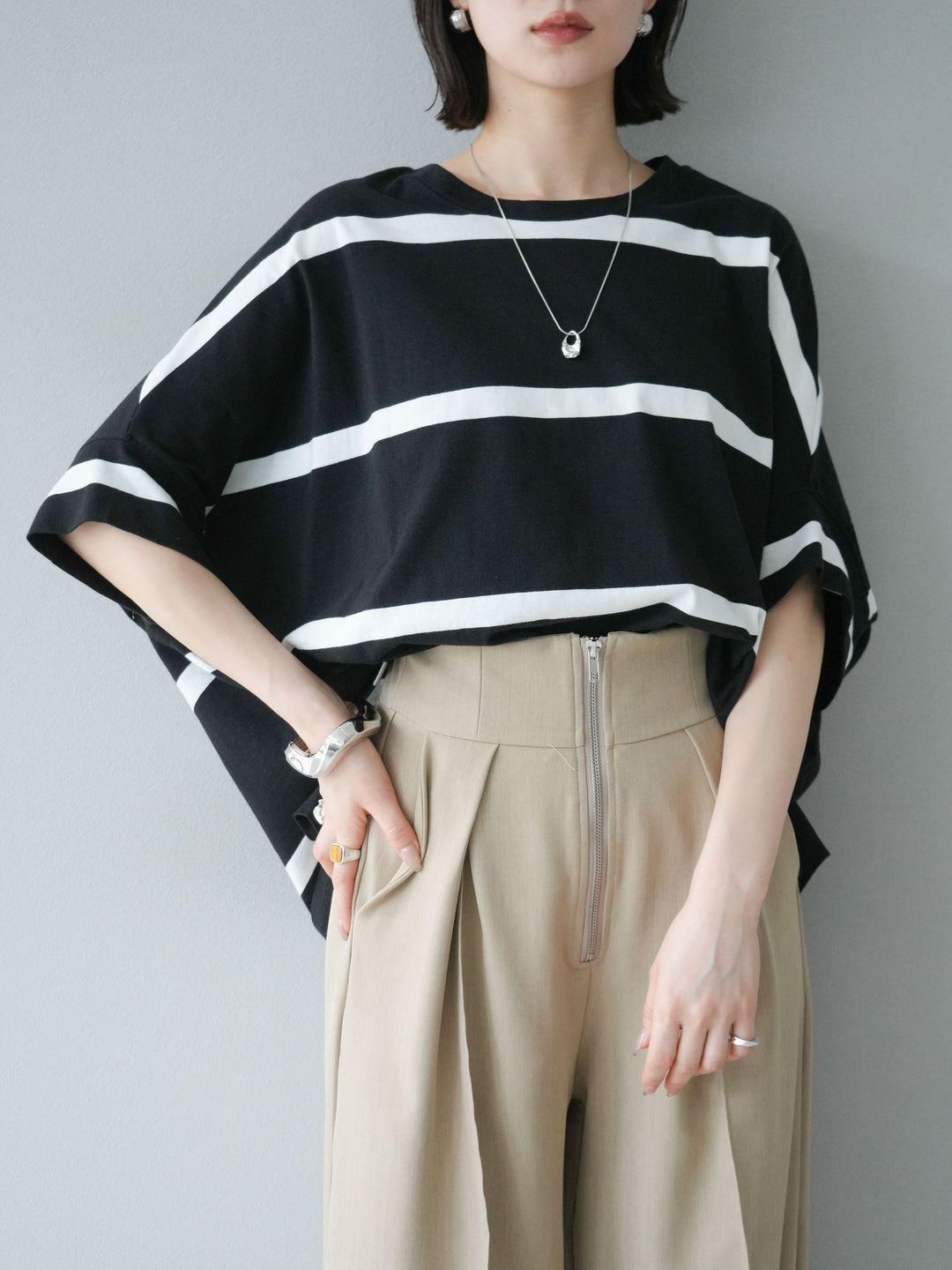 [予約]ボーダードルマンBIG Tシャツ/ブラック✕オフ