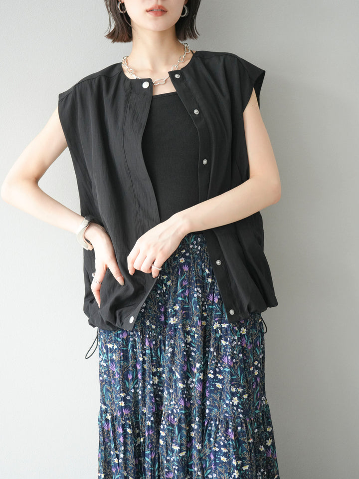 [予約]リネンライクドロストバルーンブルゾン/ブラック