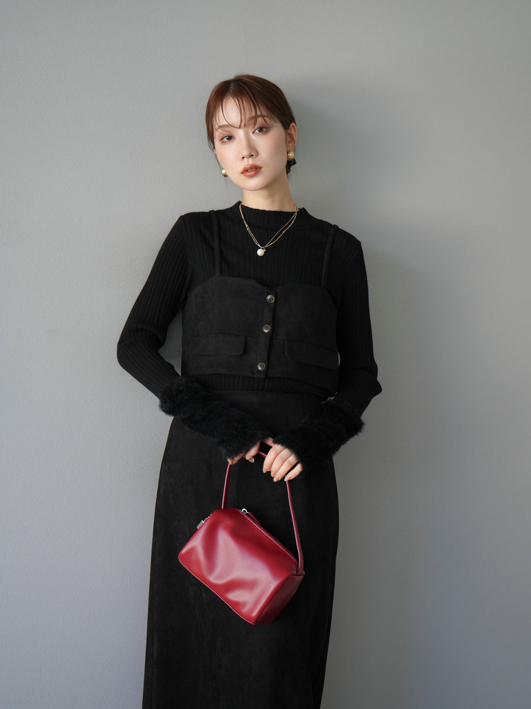 [予約]スウェードビスチェ/ブラック