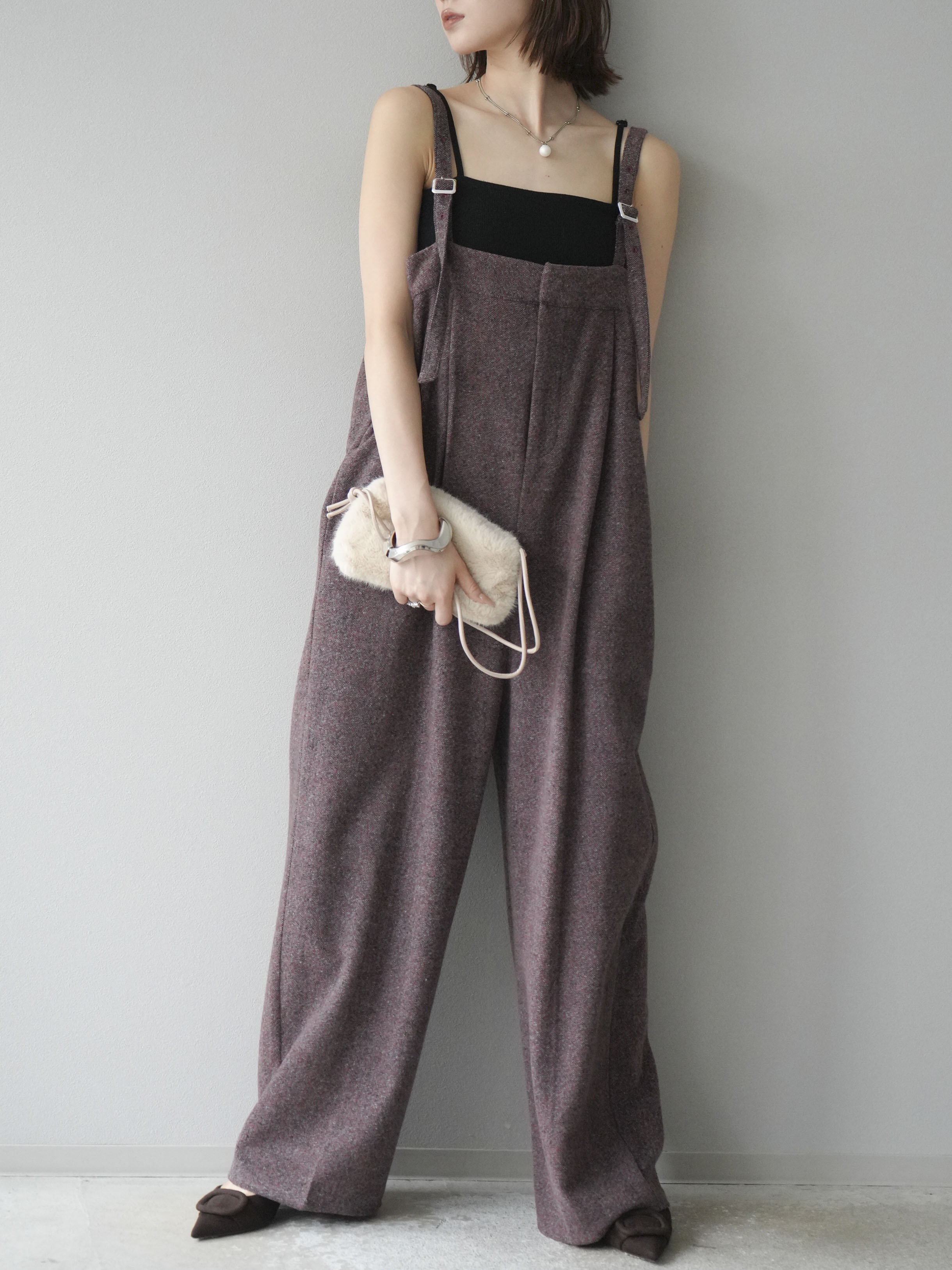 予約]ツイードベアサロペット/オレンジ – Lumier