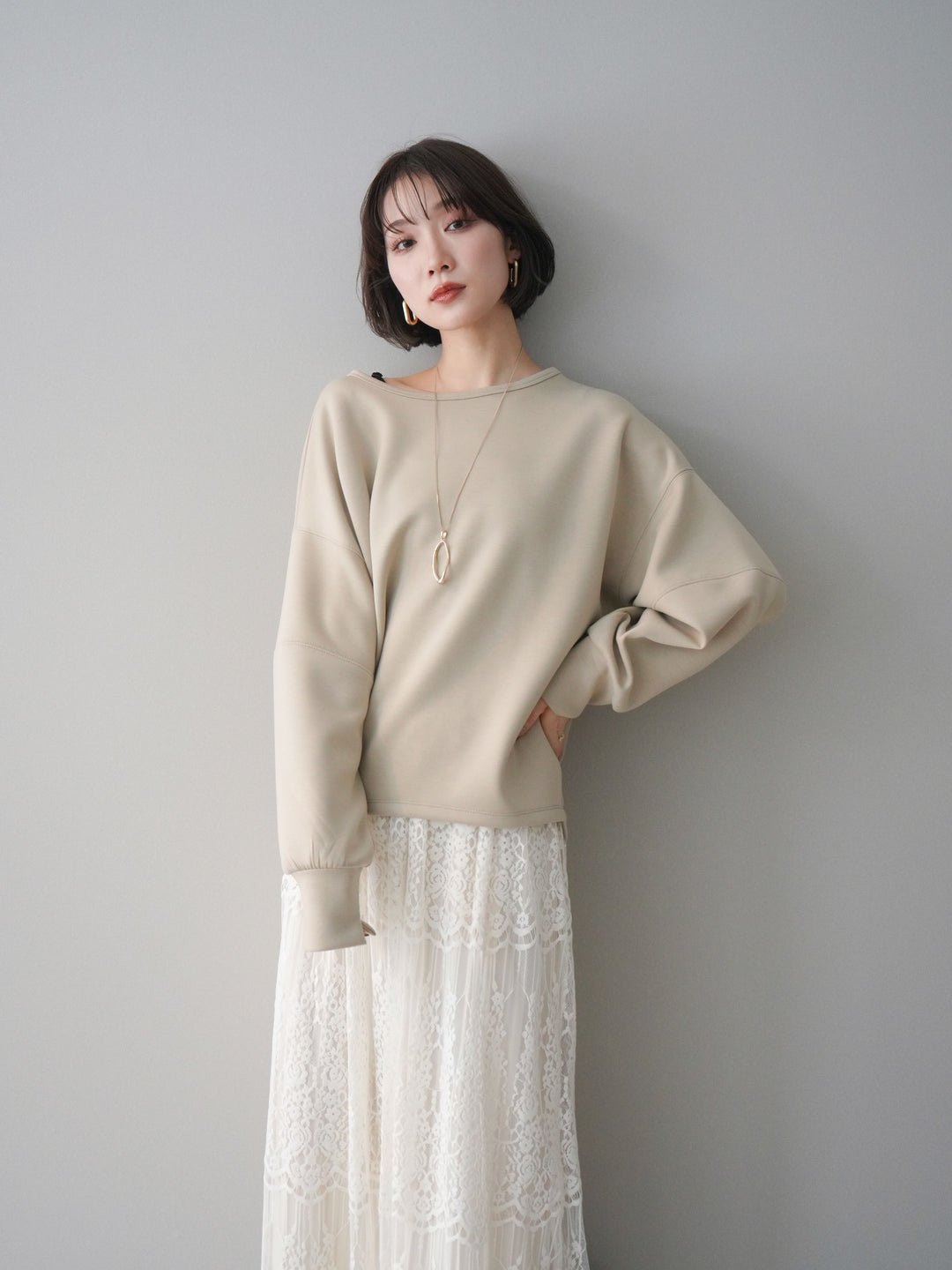 [予約]ライトポンチコクーンプルオーバー/beige