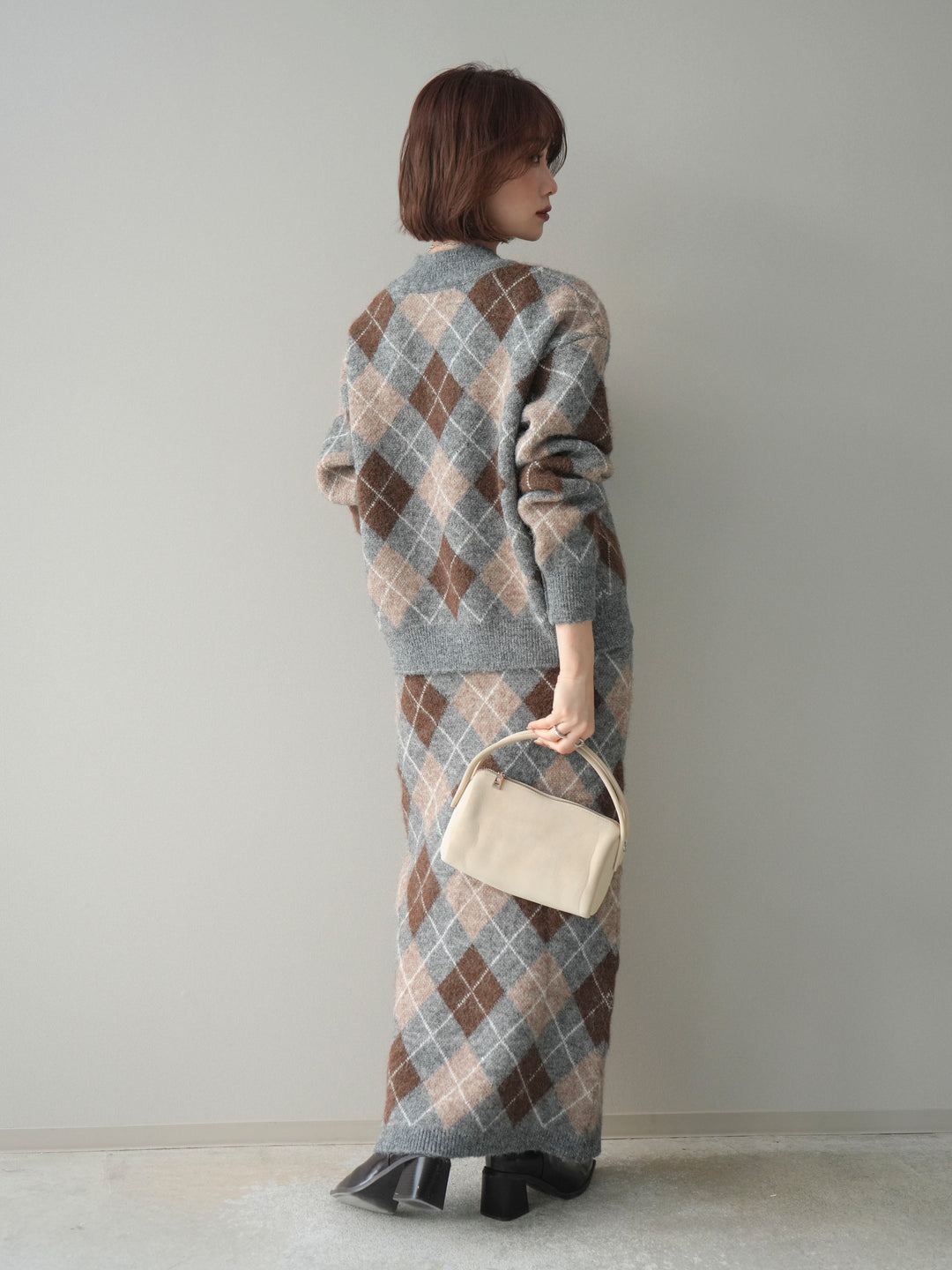 [SET]アーガイルニットプルオーバー&ロングスカートSET UP(2set)