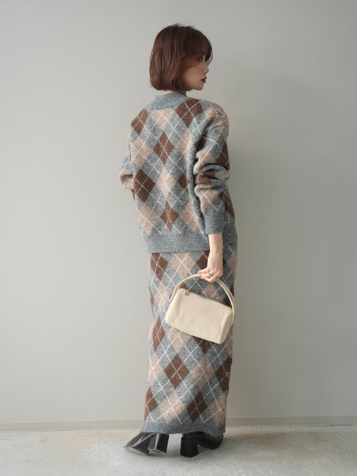 [SET]アーガイルニットプルオーバー&ロングスカートSET UP(2set)