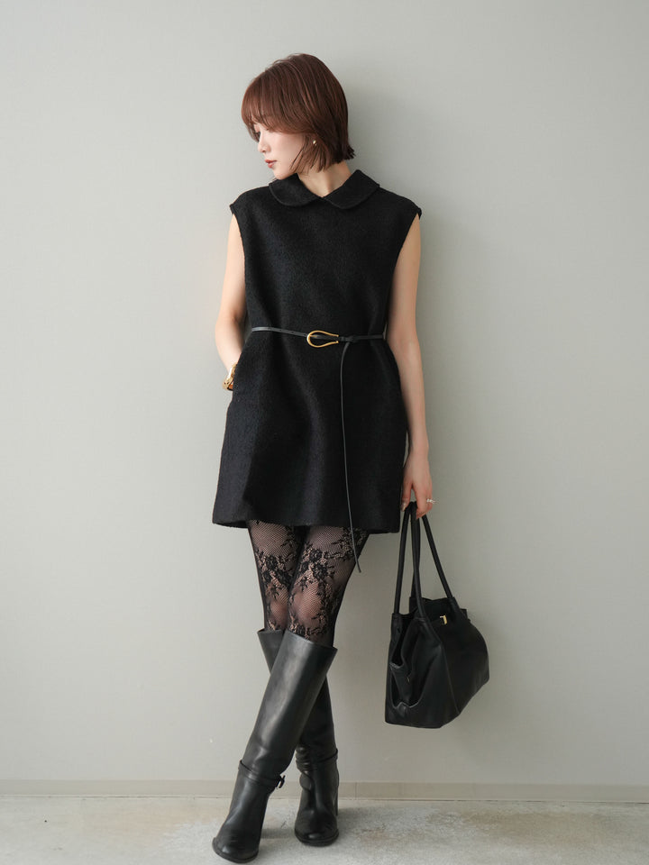 [SET]襟付きブークレミニワンピース+襟付きブークレミニワンピース(2set)