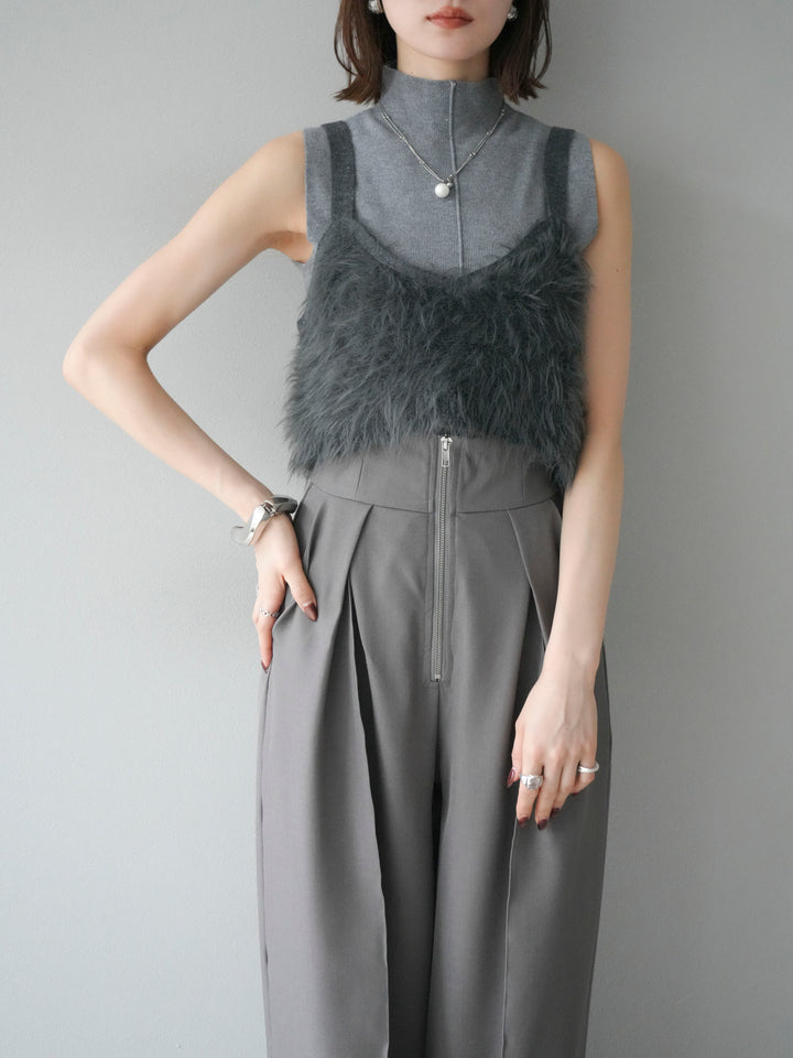 [予約]シャギーニットビスチェ/チャコール