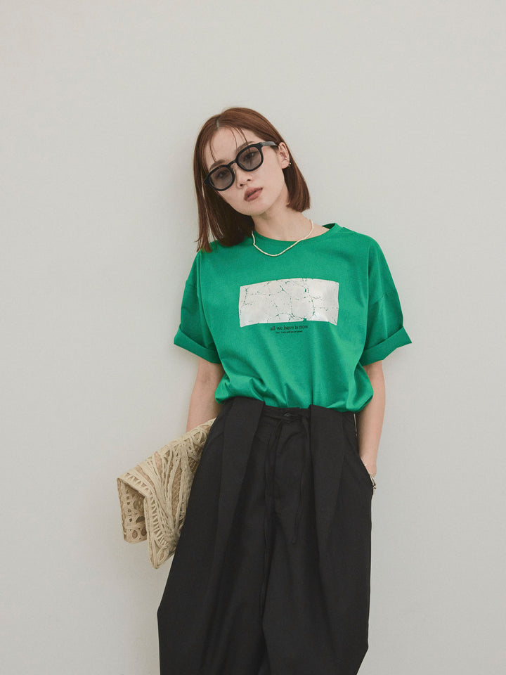 [予約]箔プリントドライタッチコットンTEE /グリーン