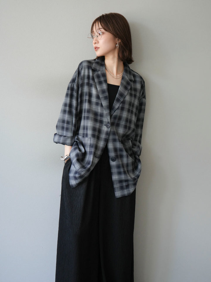 [予約]チェックシャツジャケット/ネイビー