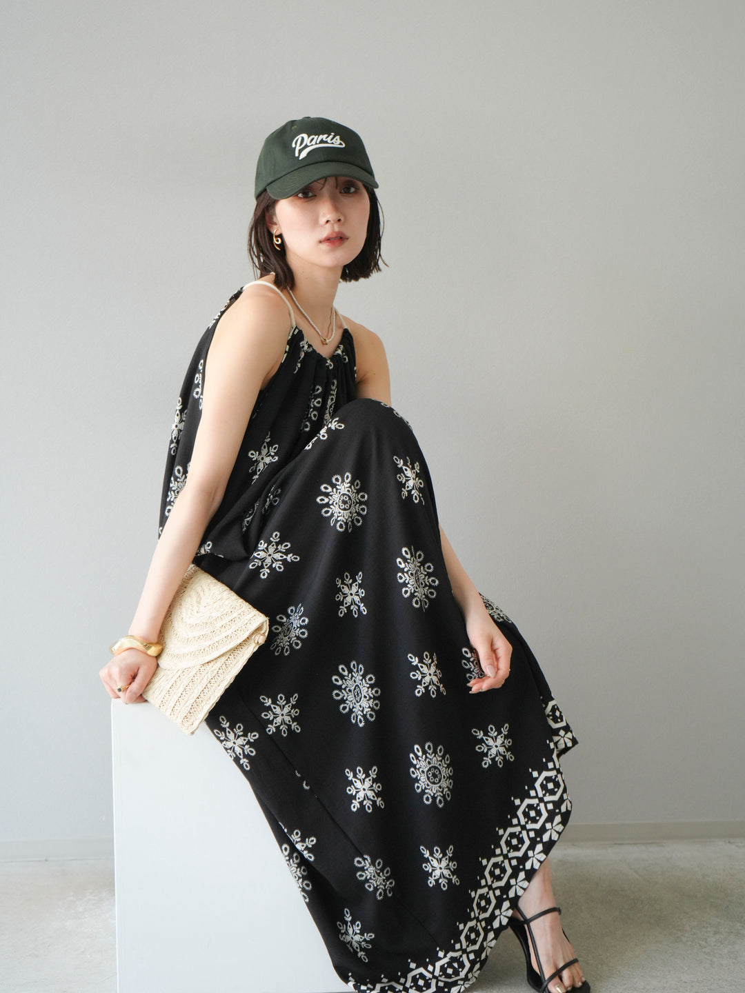 【預購】民族風吊帶洋裝/黑色