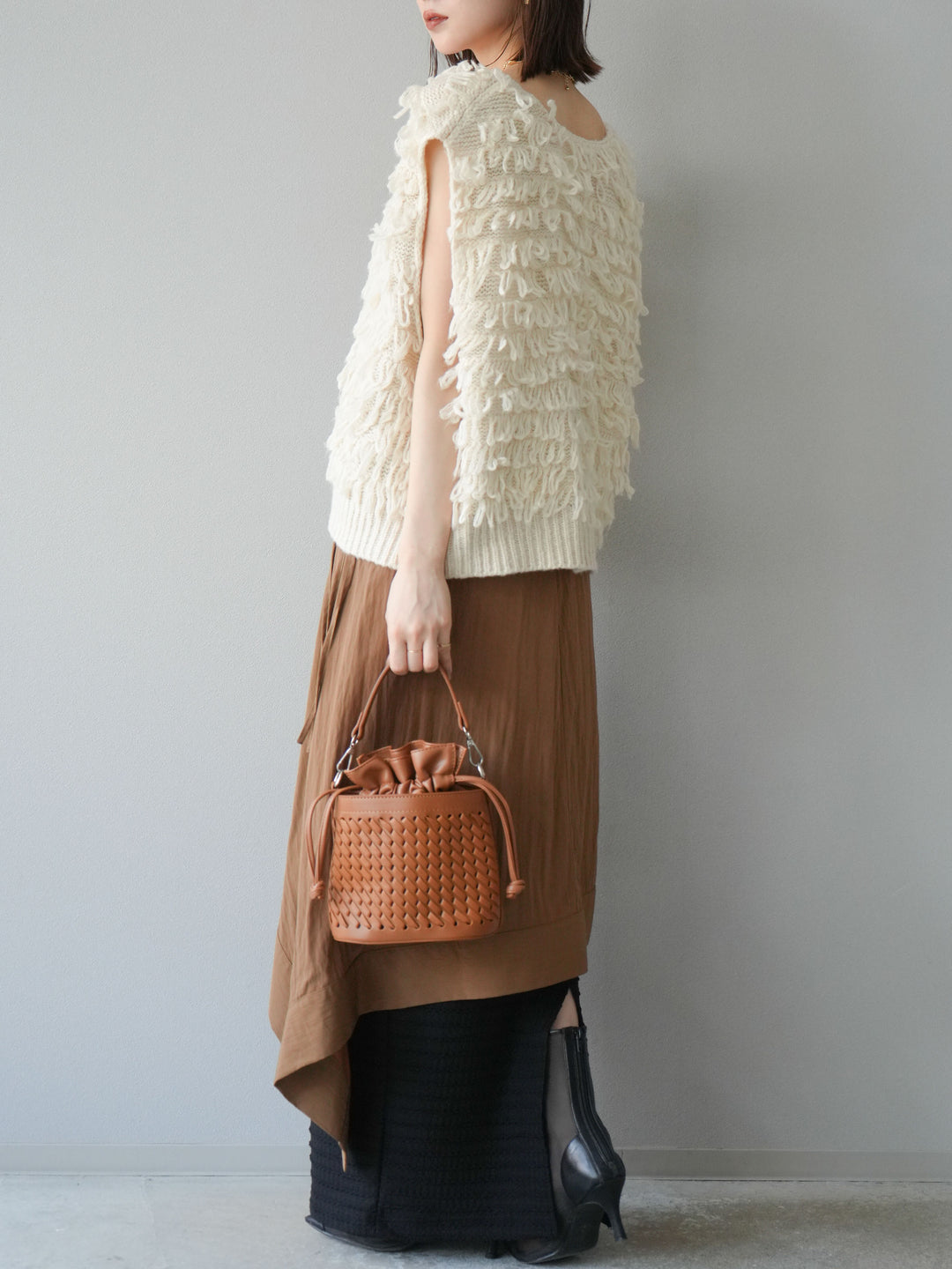 [予約]アシンメトリーレイヤードスカート/ベージュ