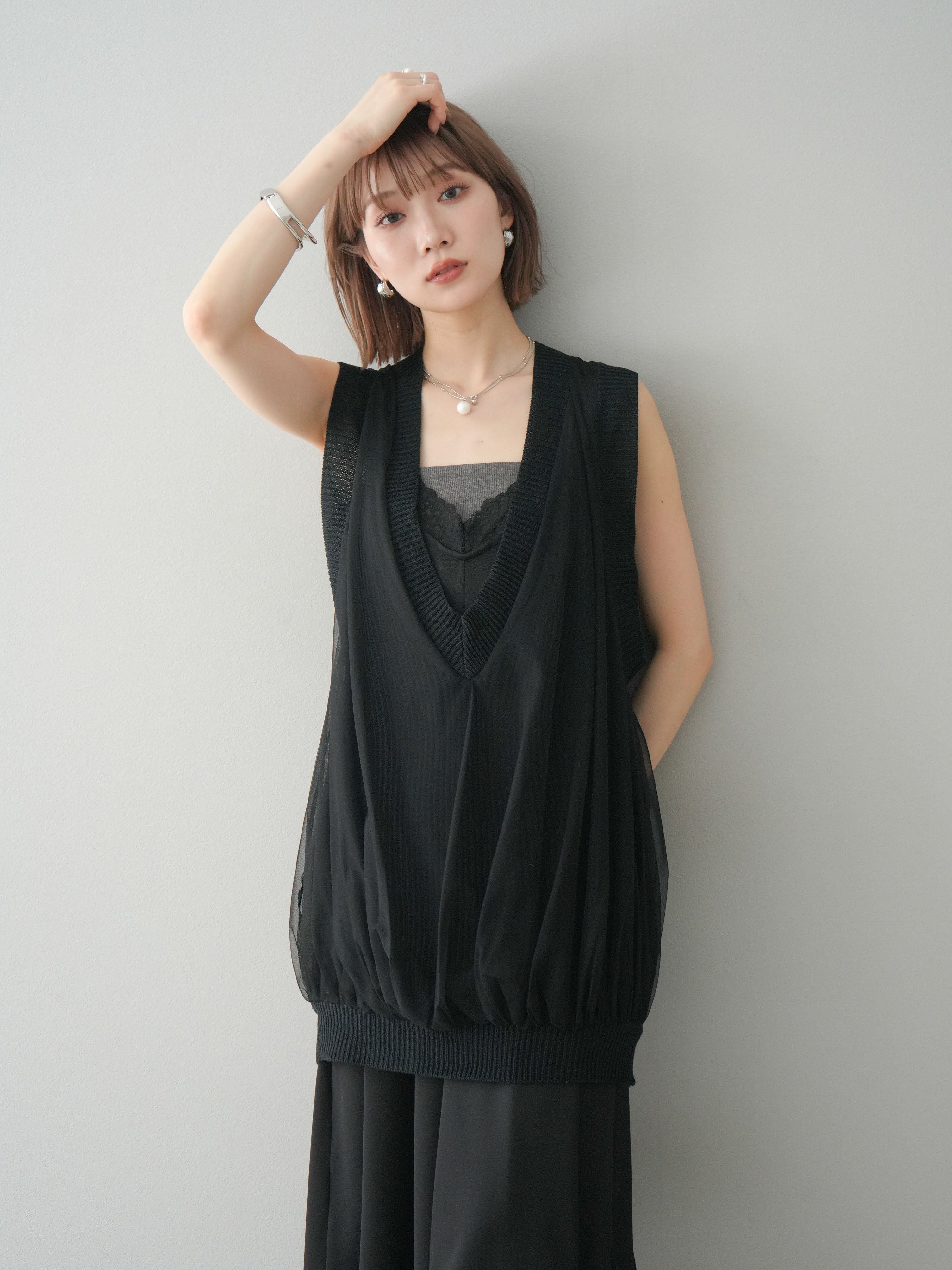 予約]レースタックキャミワンピース/ブラック – Lumier