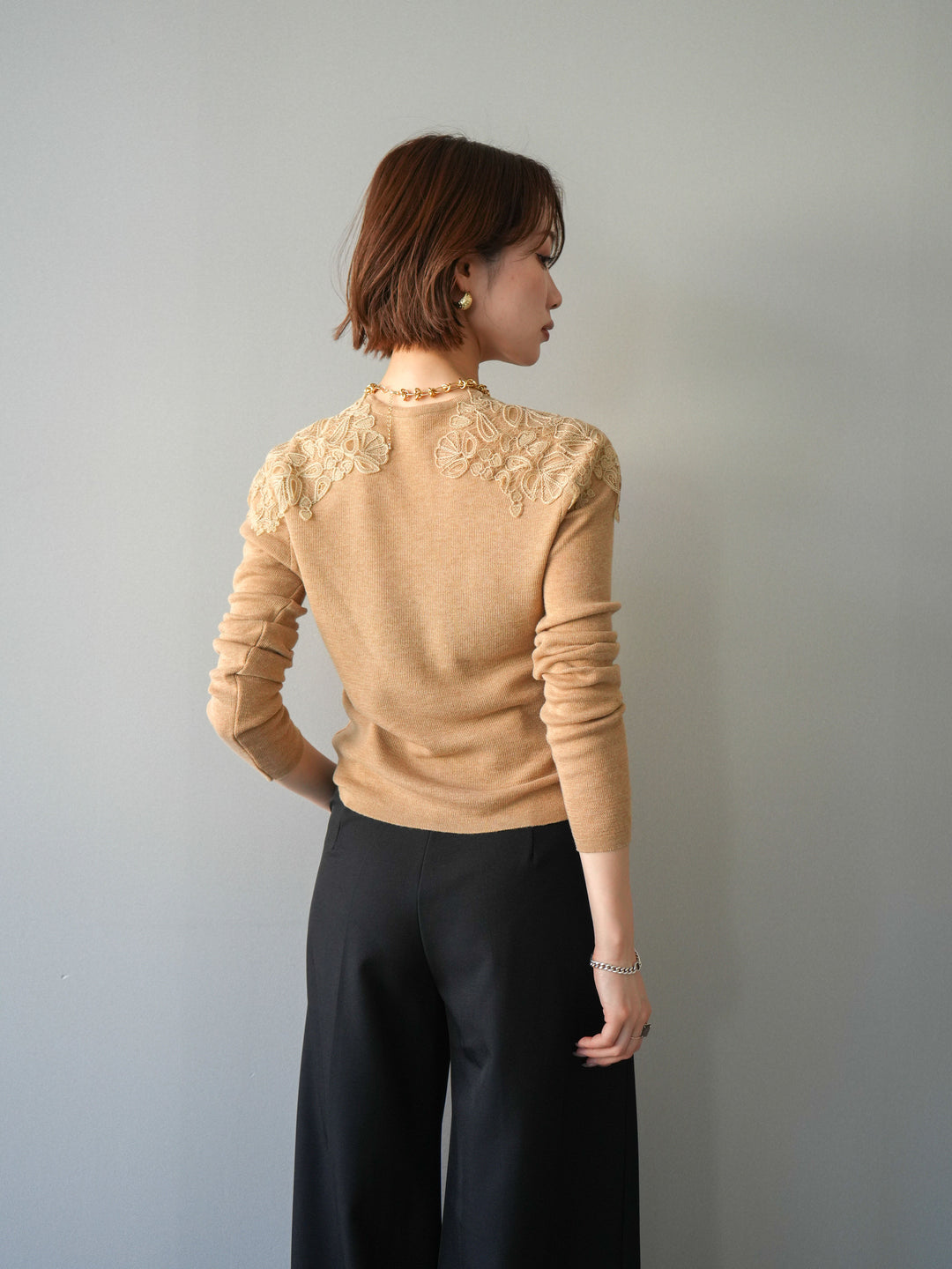 [SET]ショルダーレースニットカーディガン+ショルダーレースニットカーディガン(2set)