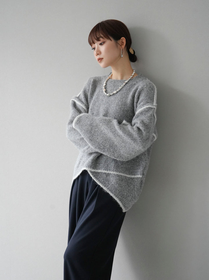 [預訂] 色彩協調針織套頭衫/灰色
