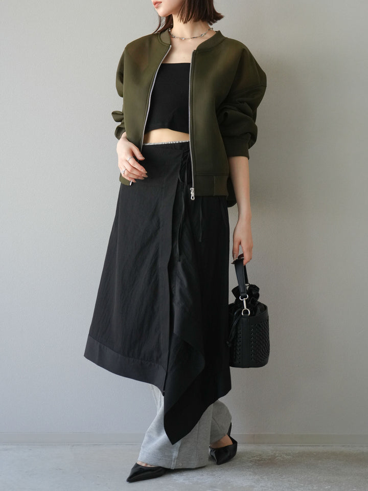 [予約]アシンメトリーレイヤードスカート/ブラック