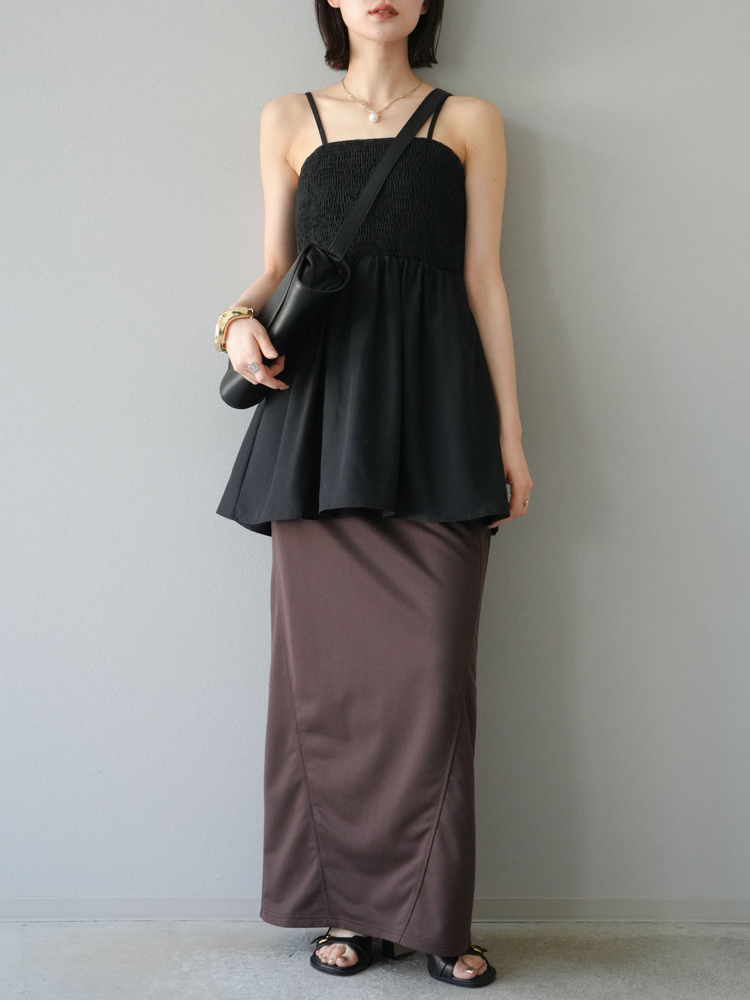 [予約]スウェットロングスカート/ブラウン