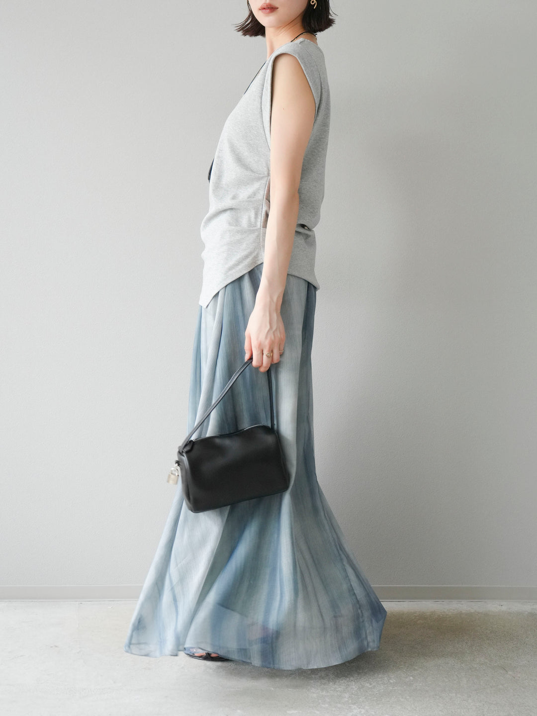 【預購】Nuance 透視喇叭裙/綠色