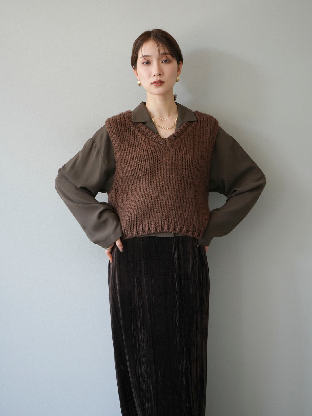 [予約]レーヨンライクショートジャケット/モカ