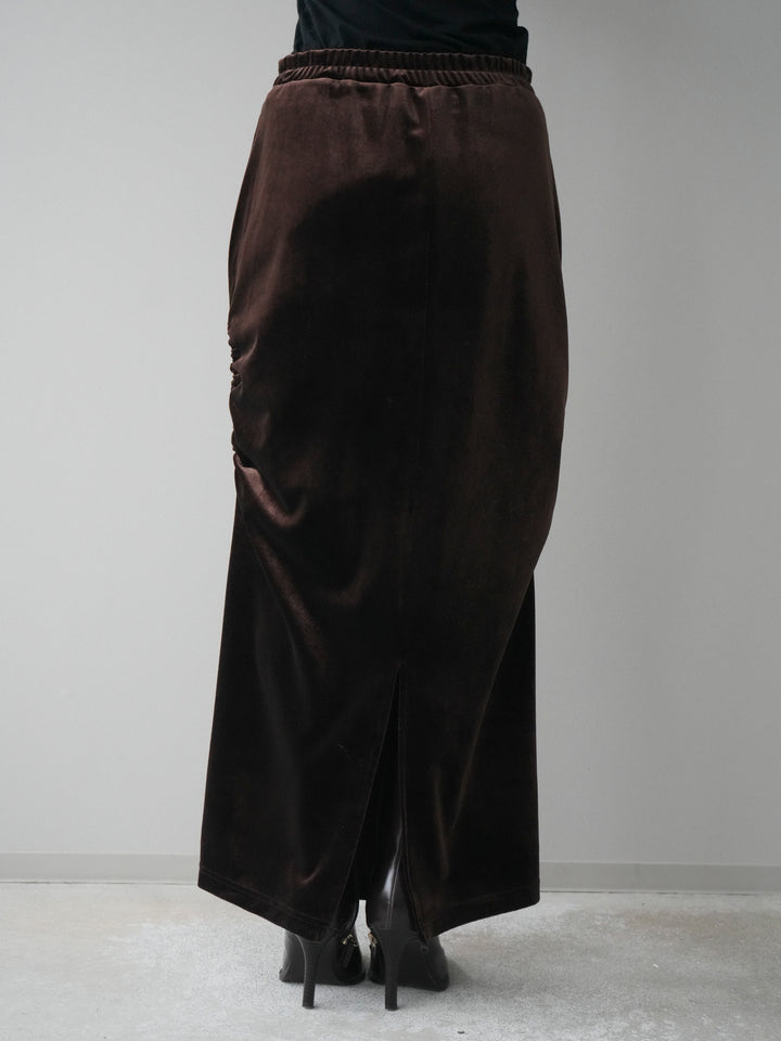 [予約]ギャザーベロアスカート/brown