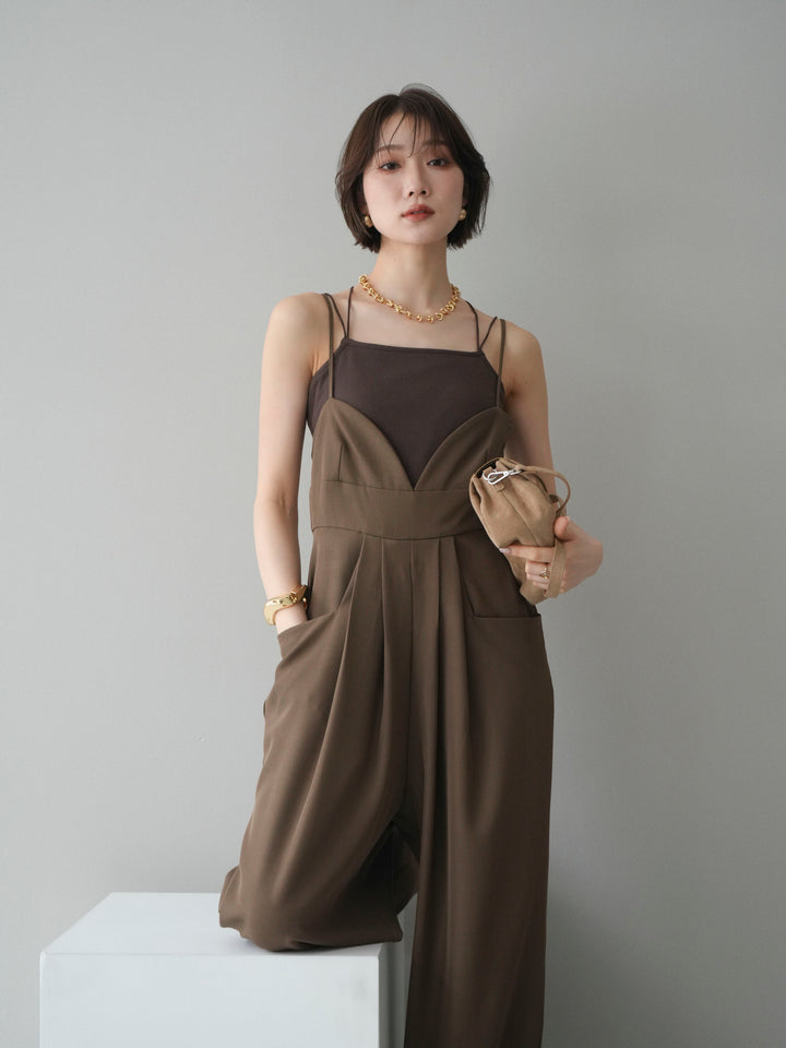 [予約]バックデザインサロペット/brown