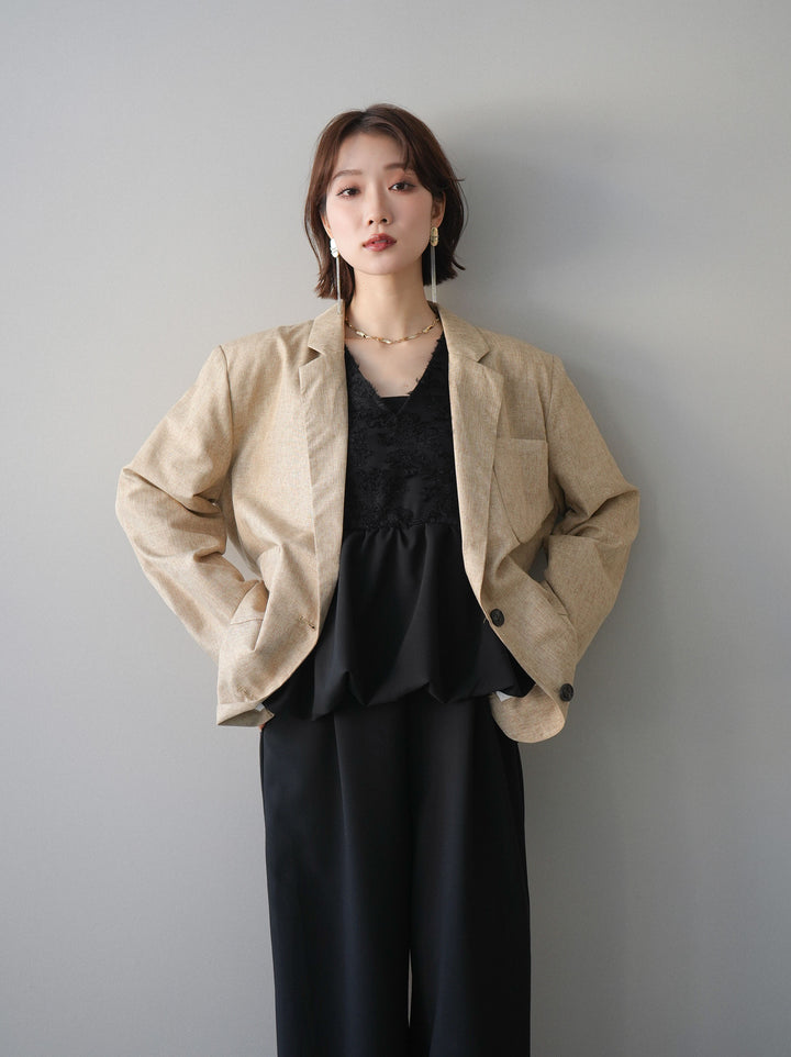 [SET]ジャガードレースぺプラムドッキングサロペット+選べるアクセセット(2set)