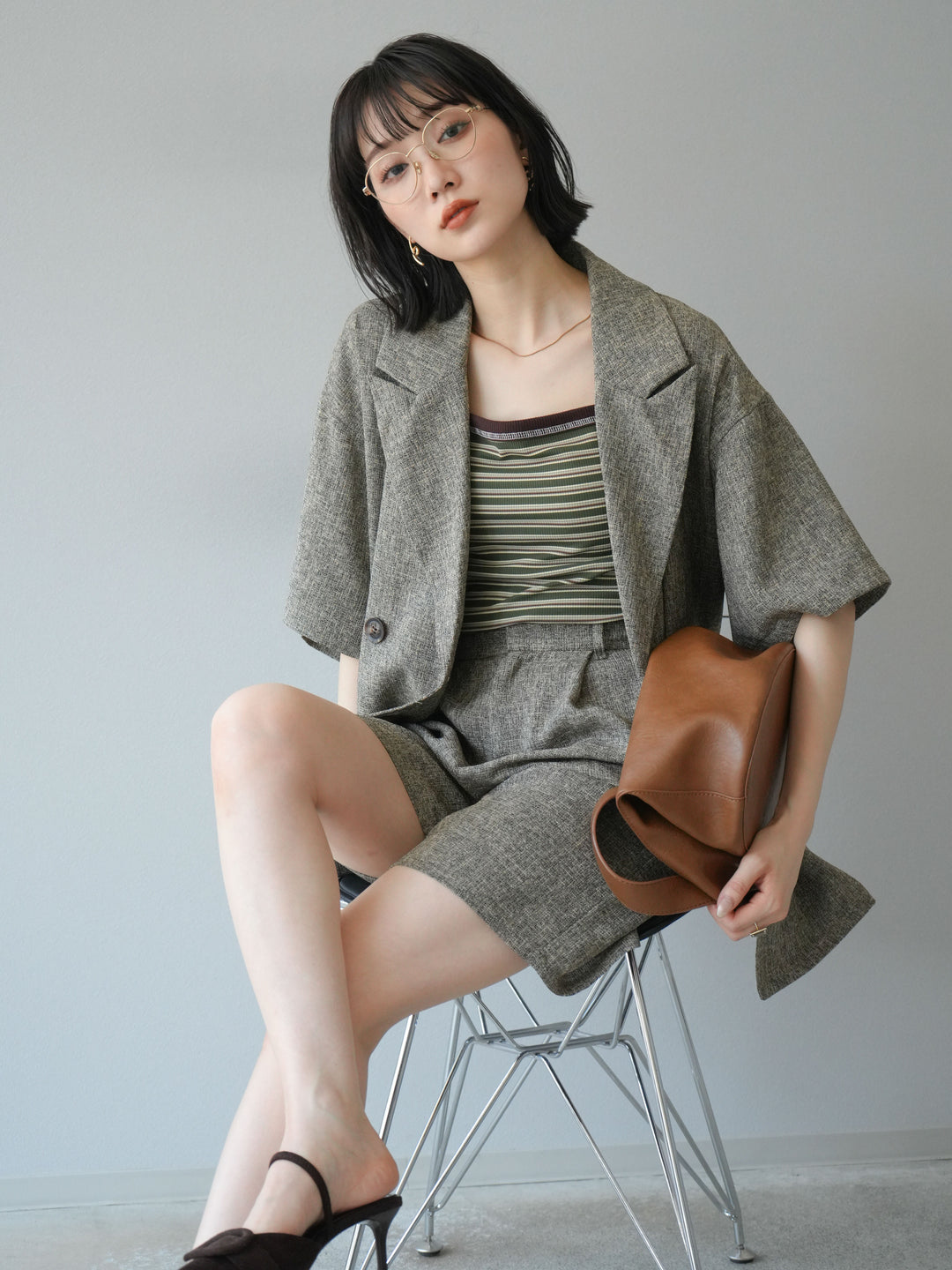 [SET]サマーツイードハーフジャケット+サマーツイードハーフパンツ(2set)