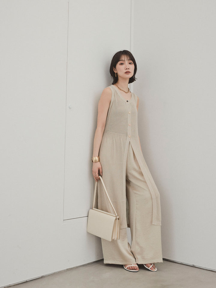 [予約]サテンイージーパンツ/ベージュ