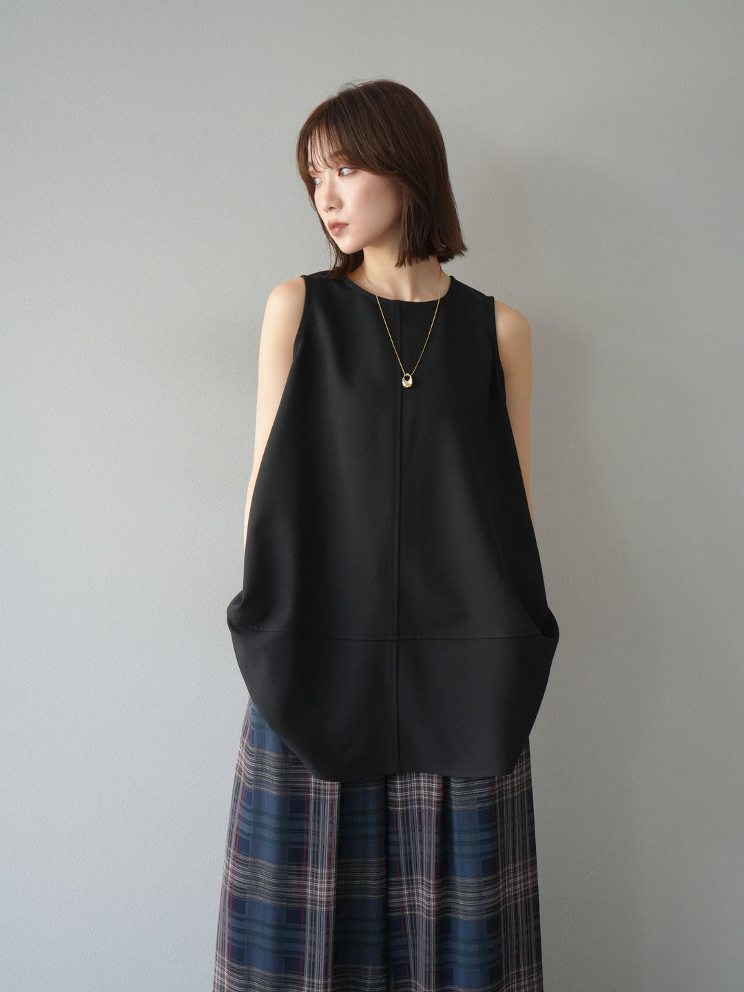 [予約]フレアノースリーチュニック/ブラック