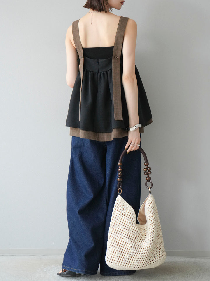 [予約]ダブルタックワイドデニムパンツ/インディゴ