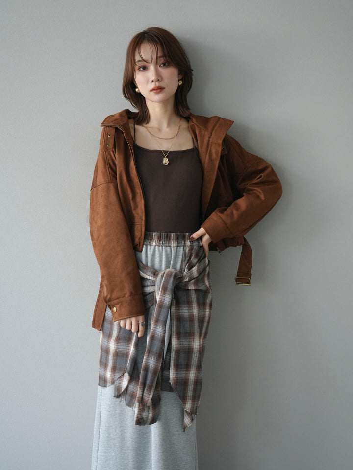 [予約]スエードバルーンショートブルゾン/camel