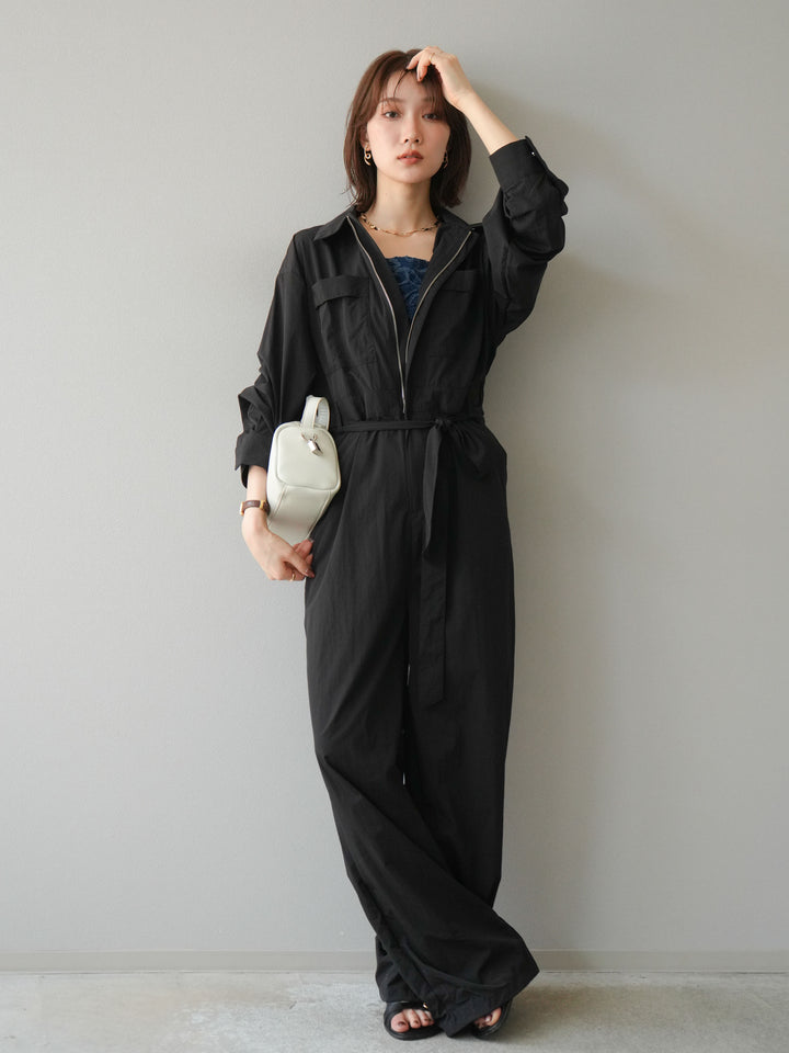 [予約]ナイロンジャンプスーツ/ブラック