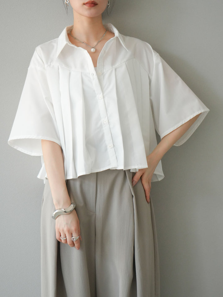 [予約]ブロードプリーツショートシャツ/オフ