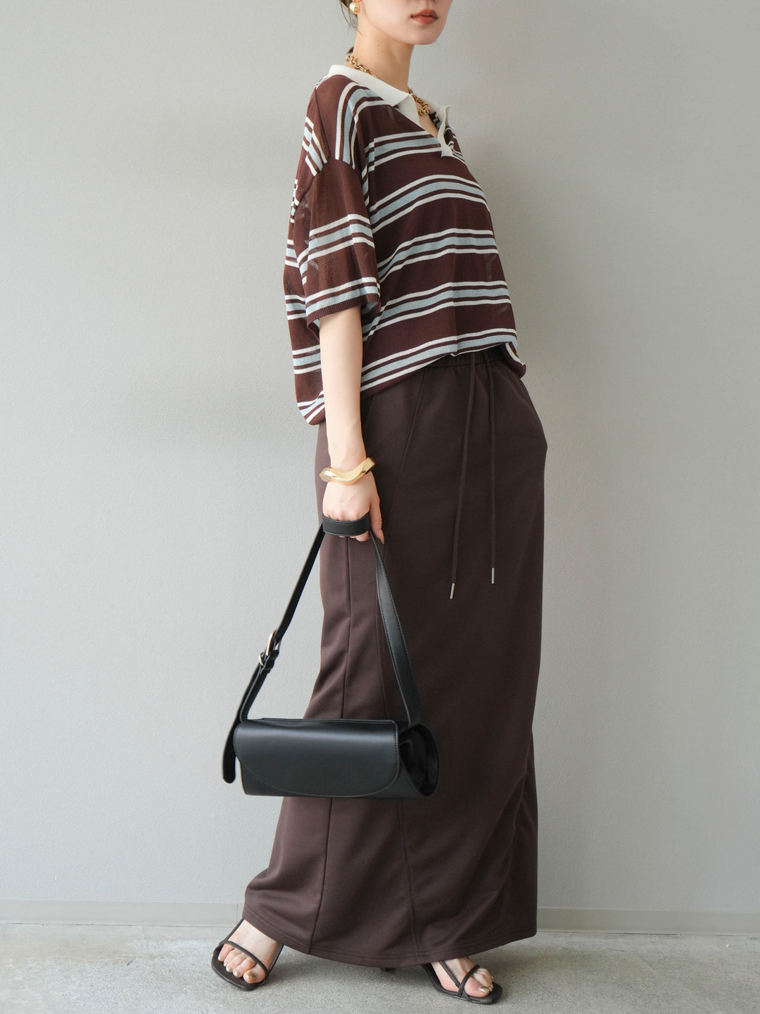 [予約]スウェットロングスカート/ブラウン