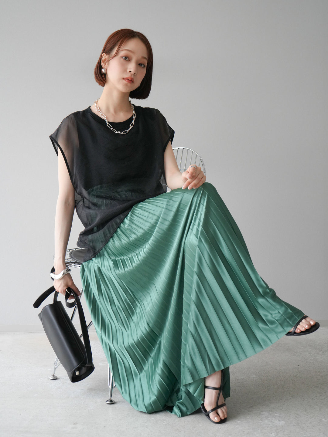 [予約]シアーレイヤードトップス/ブラック