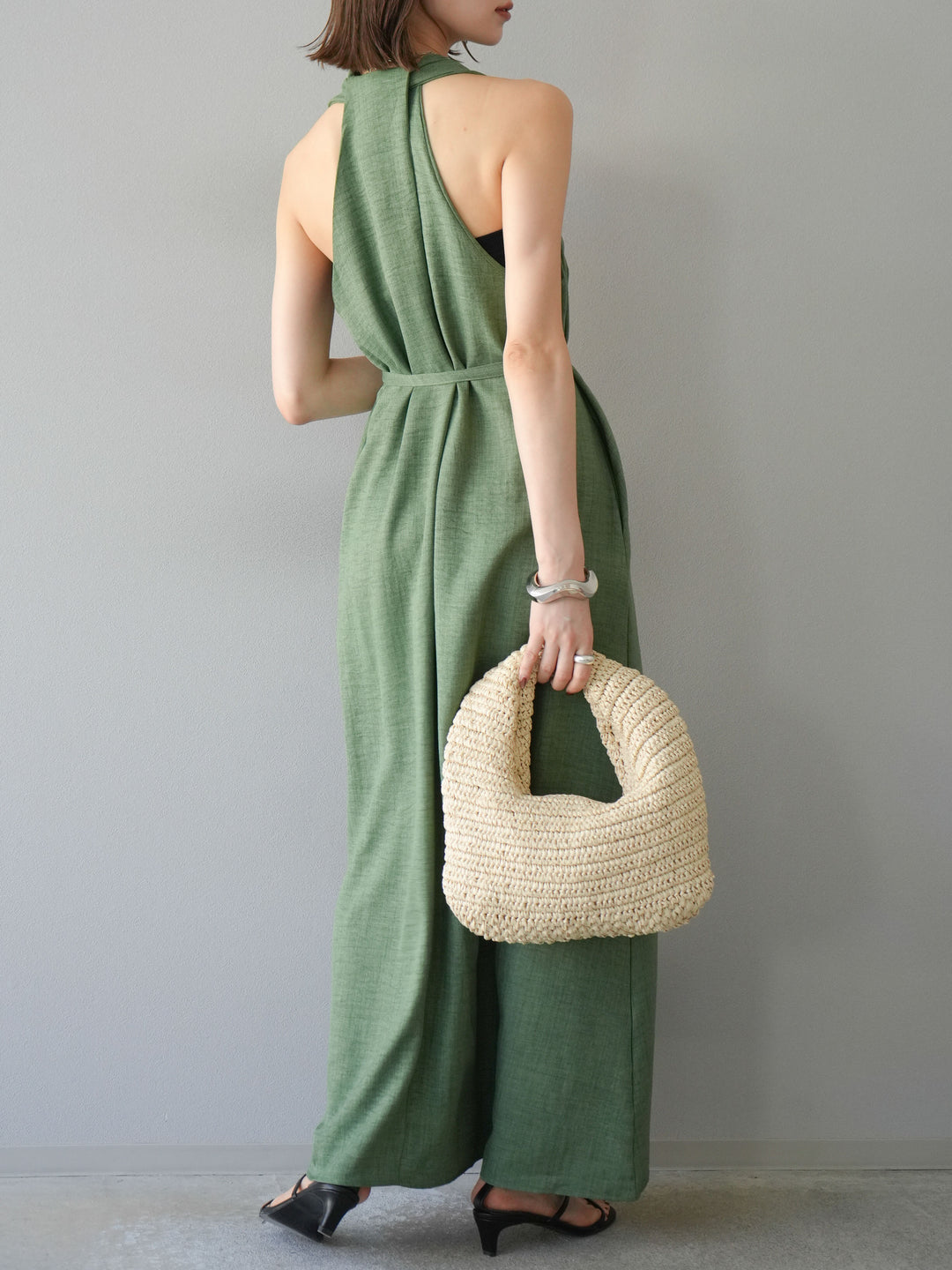 [予約]ループデザインムラ染めワンピース/グリーン