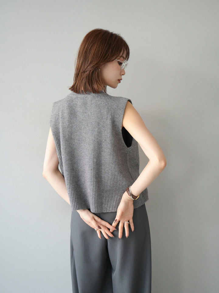 [予約]レイヤードボタンニットベスト/グレー