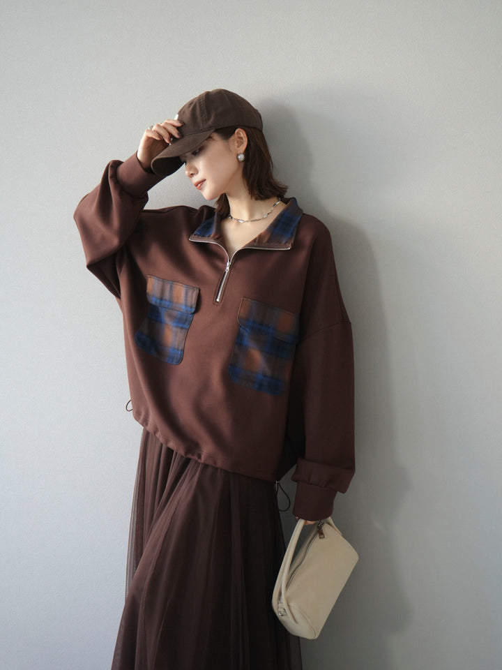 [予約]チェックポイントドロストポンチプルオーバー/ブラウン