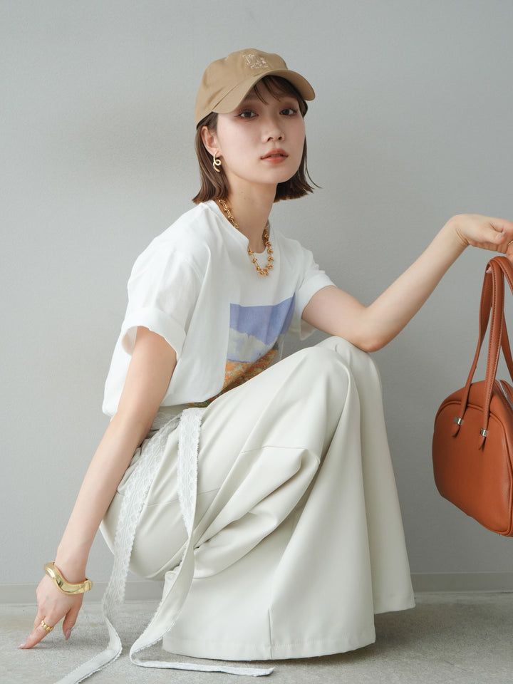 【預購】花朵照片T卹/米白色