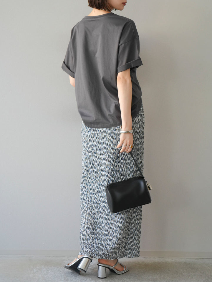 [予約]マルチカラーランダムプリーツタイトスカート/ブラック