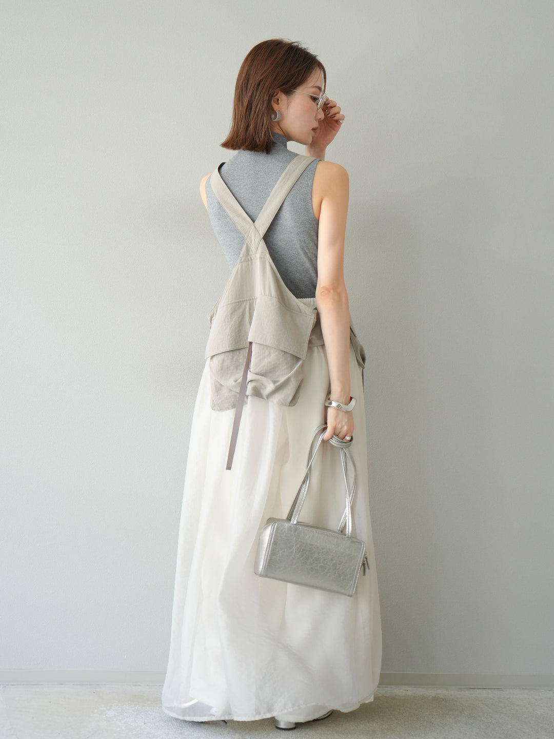 [SET] 戰術背心歐根紗洋裝 + 麻質寬鬆寬褲 (2 件套)