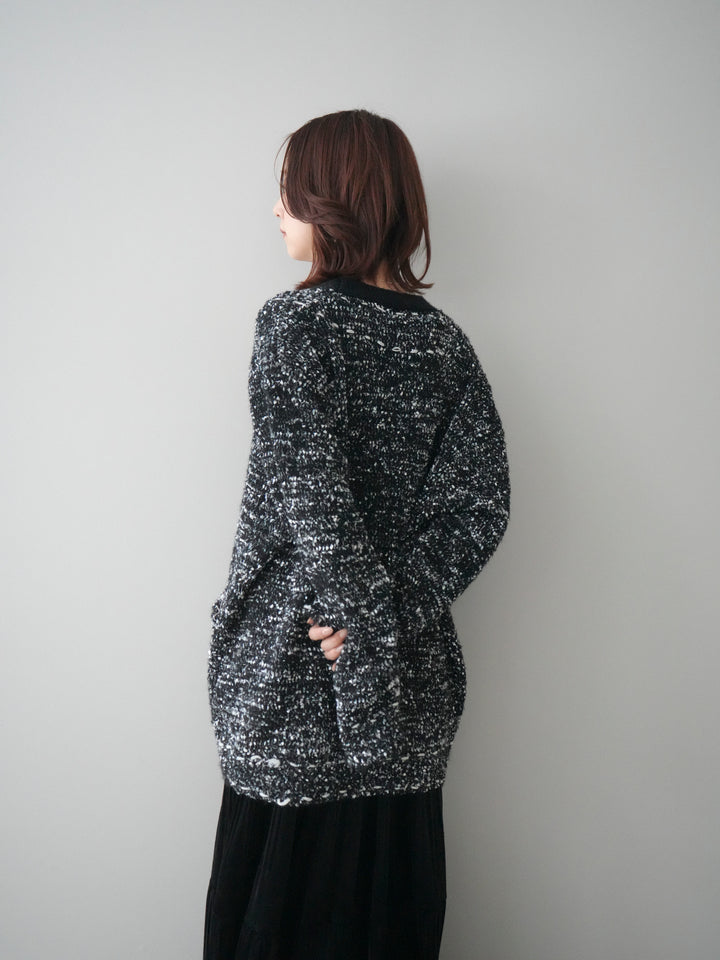 [SET]モールネップニットカーディガン+ベロアティアードワッシャースカート(2set)