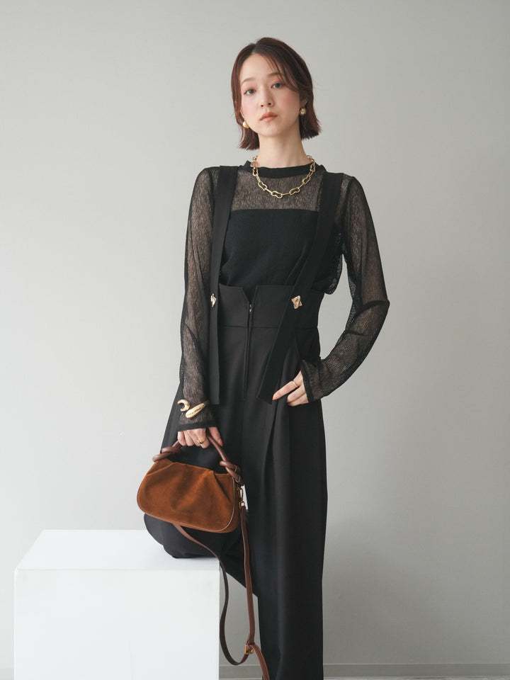 [予約]シアーストライプメッシュトップス/black