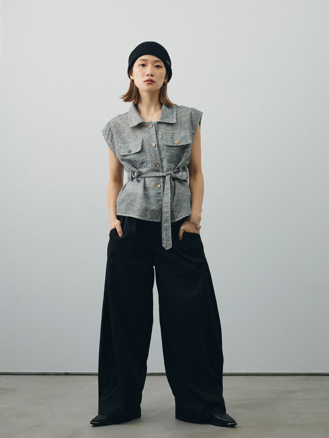 [予約]コクーンワイドチノパンツ/ブラック