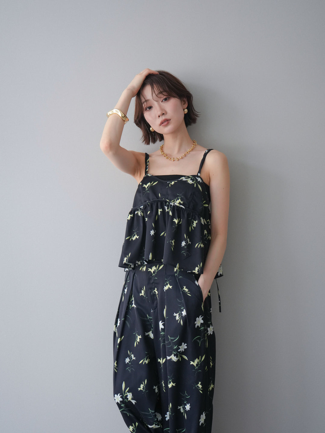 [SET]フラワープリントキャミソール+フラワープリントキャミソール(2set)