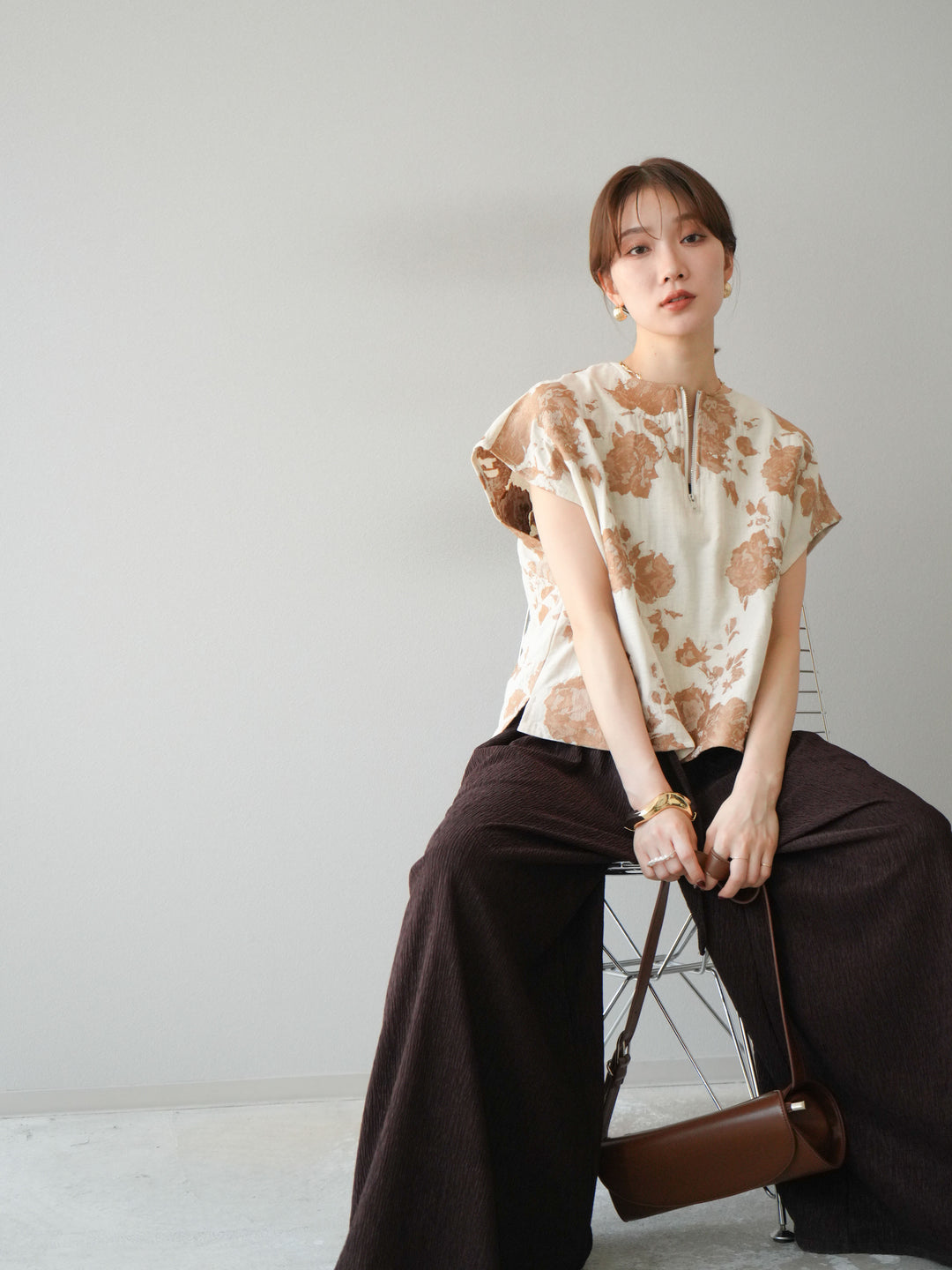 [予約]ジャガードZIPプルオーバー/ベージュ