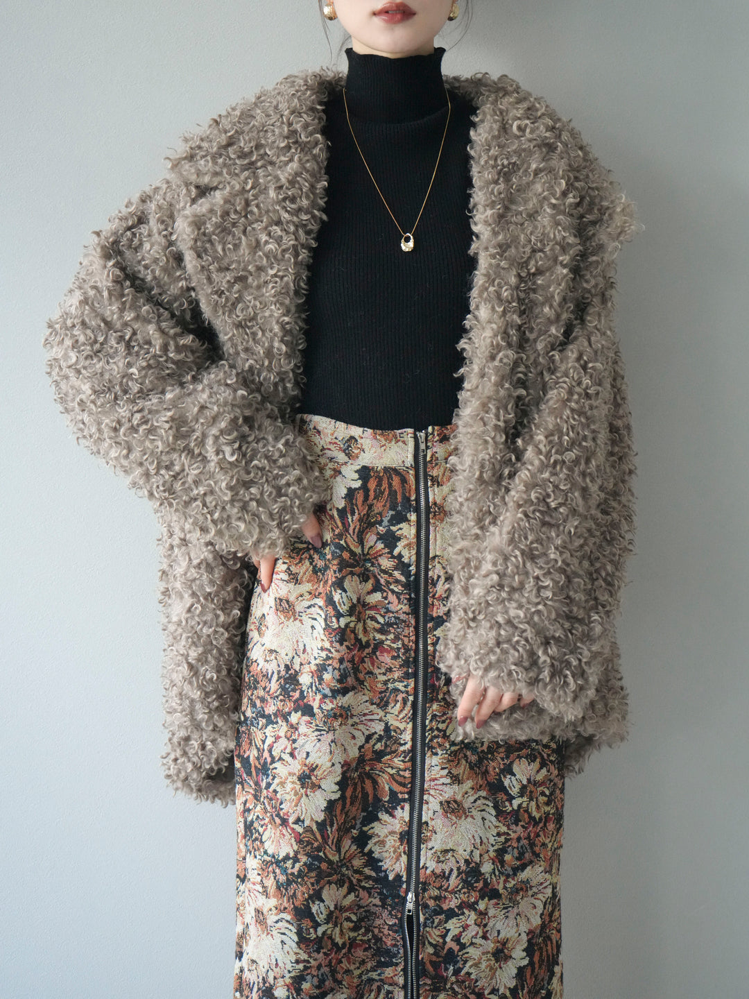 [予約]プードルファーダブルミドルコート/beige