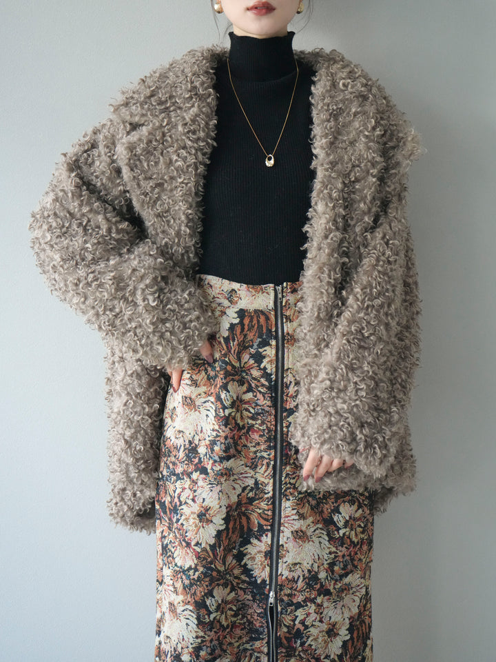 [予約]プードルファーダブルミドルコート/beige