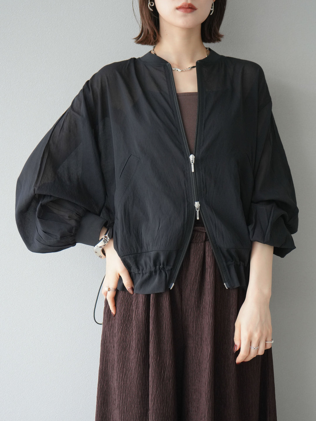 [預訂] Washer Sheer Blouson/黑色
